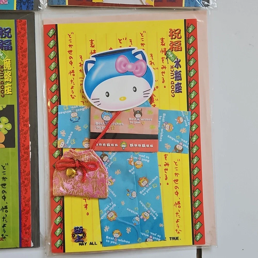 x6 NWT Handmade Hello Kitty Greeting Cards Cute Japanese Kimono 3D Origami Cards